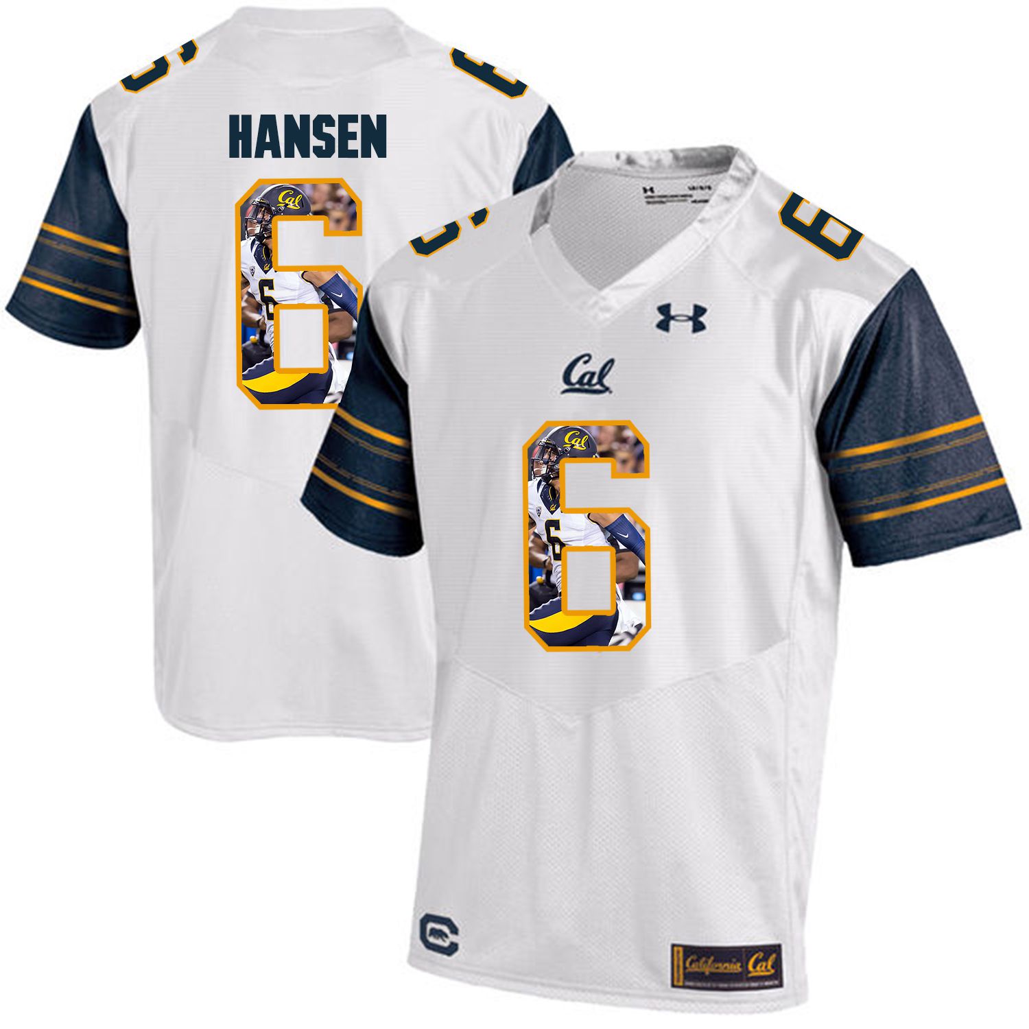 Men California Golden Bears #6 Chad Hansen White Customized NCAA Jerseys
